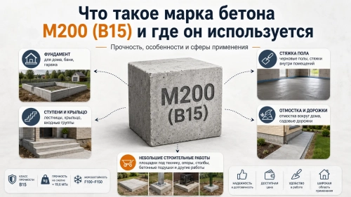 Что такое марка бетона М200 (В15) и где он используется