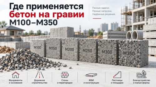 Область применения бетона на гравии М100–М350